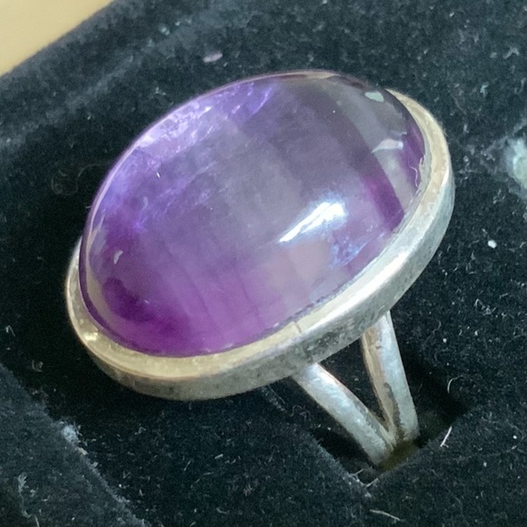 6.5 Large Fluorite Silver Ring - Picture 3 of 7